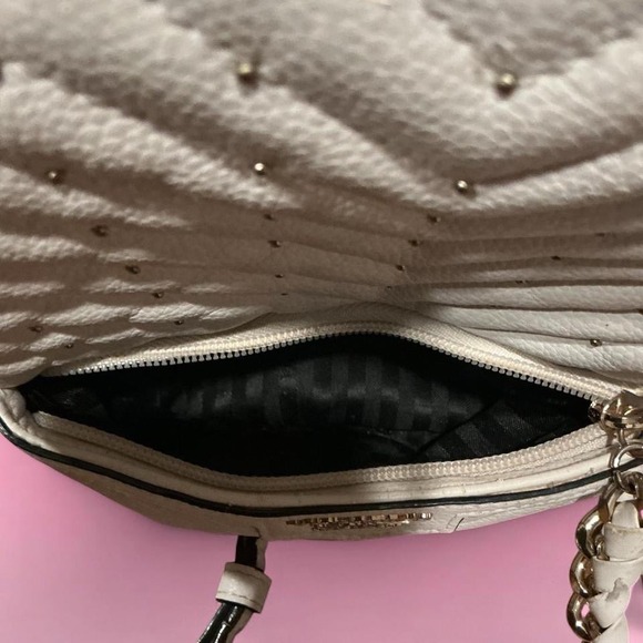 Victoria's Secret White Gold Studs Chain Faux Leather Mini Backpack Nwt Preppy - Picture 7 of 8
